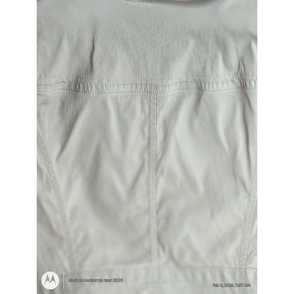 Ann Taylor Loft White Corduroy Big Button Cap Sleeve Top Jacket Womens Size 10 - Picture 8 of 8